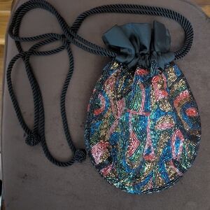 Vintage Beaded Satin Handbag